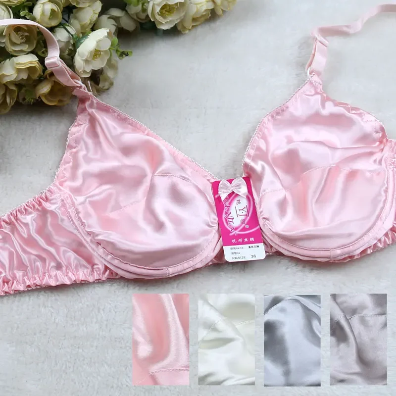 Confortevole biancheria intima di seta di seta del reggiseno di seta di gelso doppio fronte spugna b tazza sottile