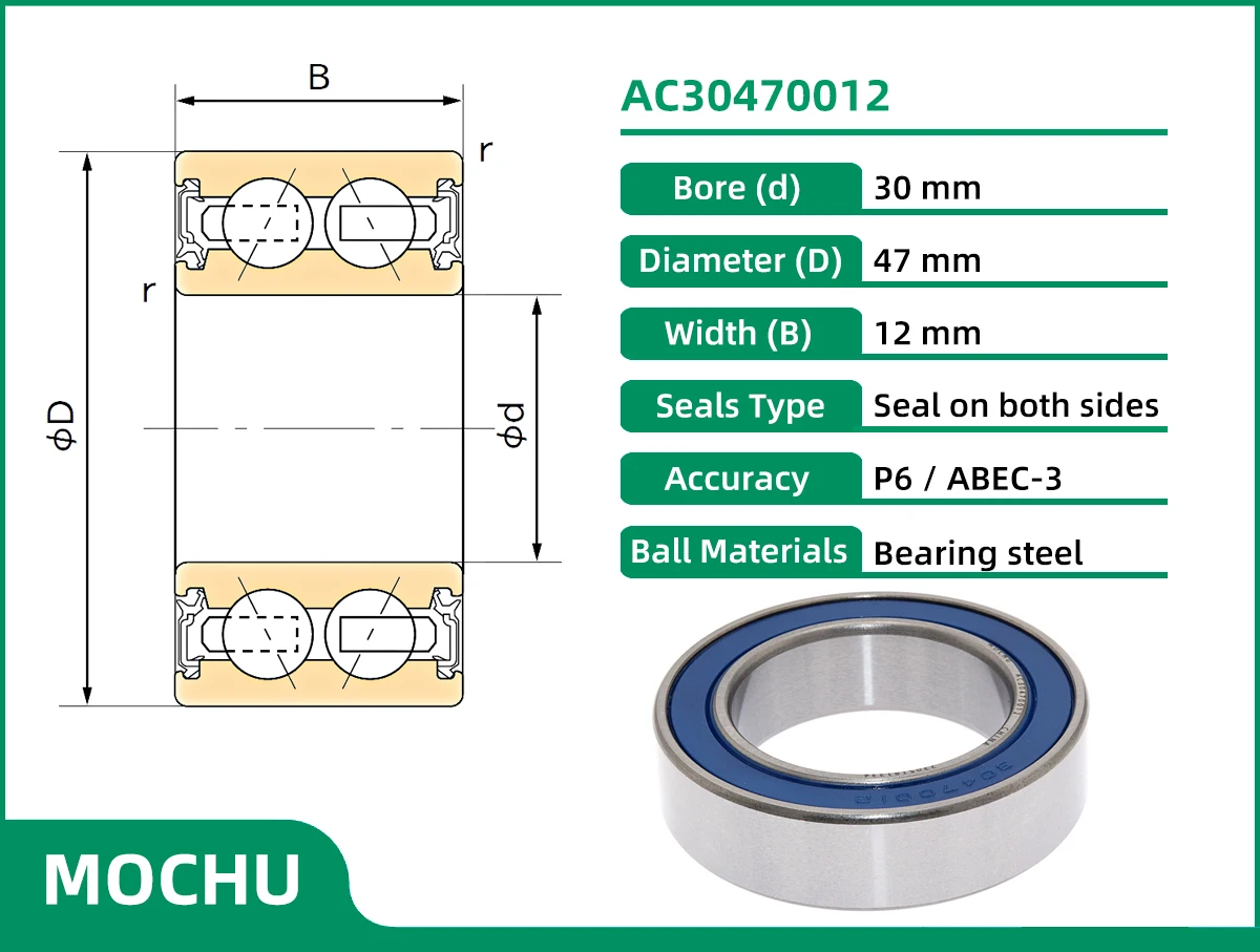 MOCHU-자동차 에어컨 베어링 자동, AC30470012 30X47X12 30BD4712 ACB30X47X12 ACB30470012, 1 개