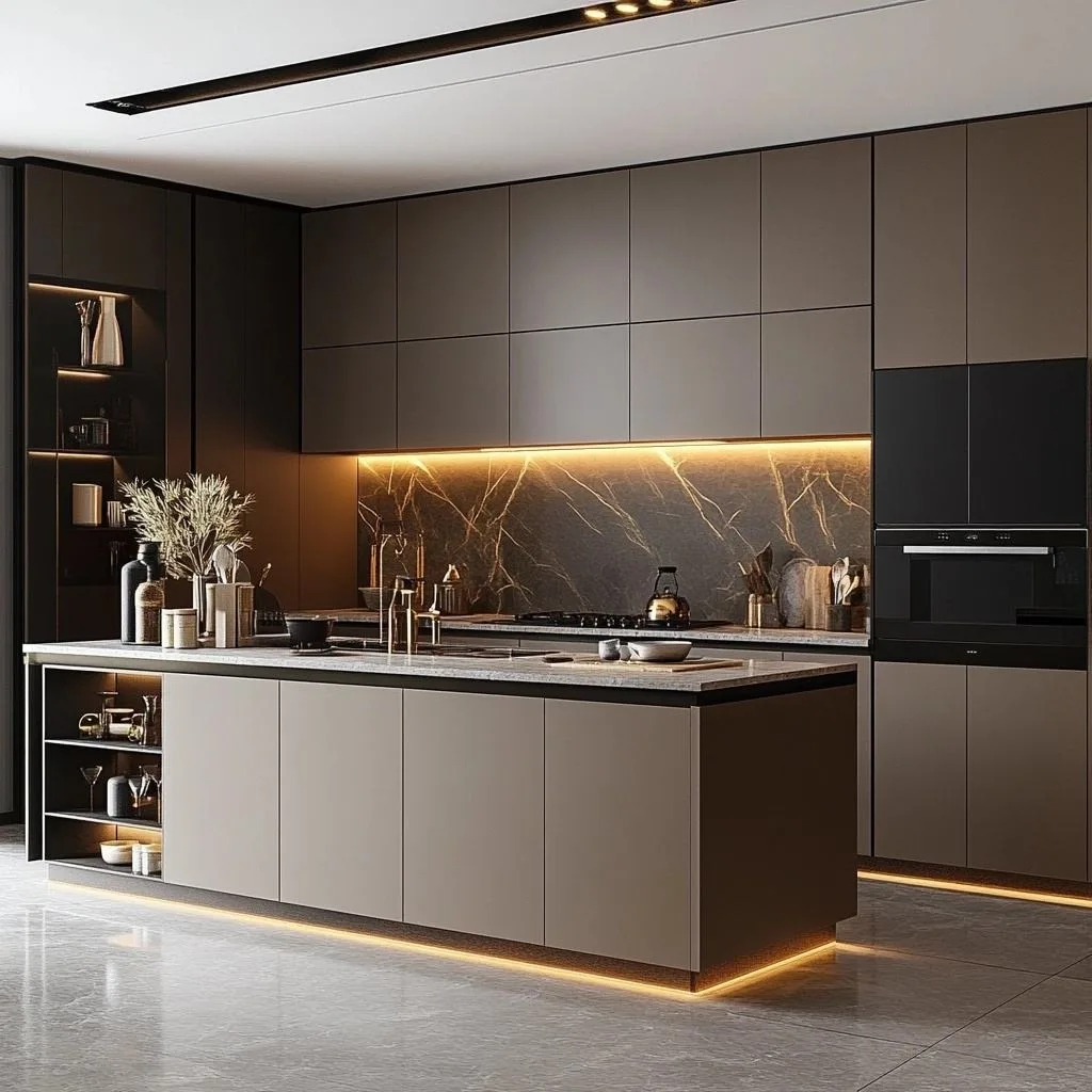 Picture 4: Modern Luxury Eco-Friendly Modular Fireproof Wall Kitchen Cabinets Glass Sink Faucet Contemporary Mall