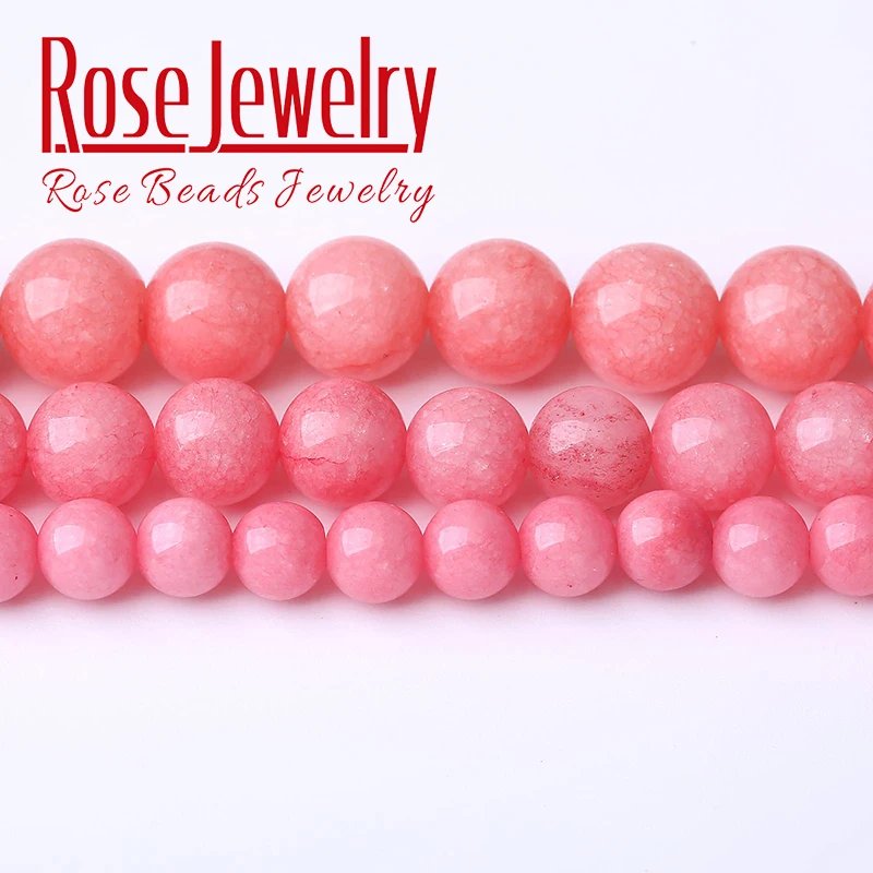 A+ Pink Rhodochrosite Rhodonite Jades Beads For Jewelry Making Natural Stone Round Beads DIY Charms Bracelets 4 6 8 10 12mm 15