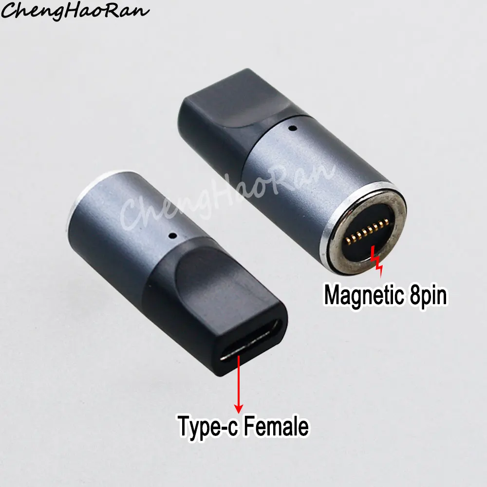 1ชิ้นแม่เหล็กชาร์จเร็ว USB Type C ตัวเมียเป็น8Pin อะแดปเตอร์ตัวเชื่อมต่อแบบกลม USB-C กับ DC ปลั๊กแล็ปท็อปแปลงพลังงานแม่เหล็ก