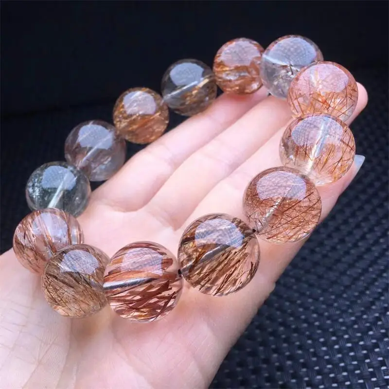 12MM Natural Black Gold Super Seven Quartz Bracelet Women Men Original Energy Meditation Healing Yoga Wristband Jewelry 1PCS