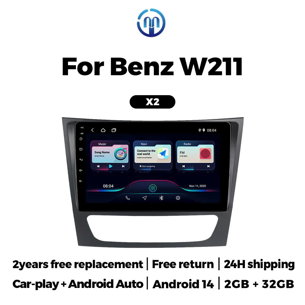 MEKEDEAndroid Auto Carplay Car Radio Screen for Mercedes Benz E-class W211 E200 E220 E300 E350 E240 E270 E280 W219  2002-2010