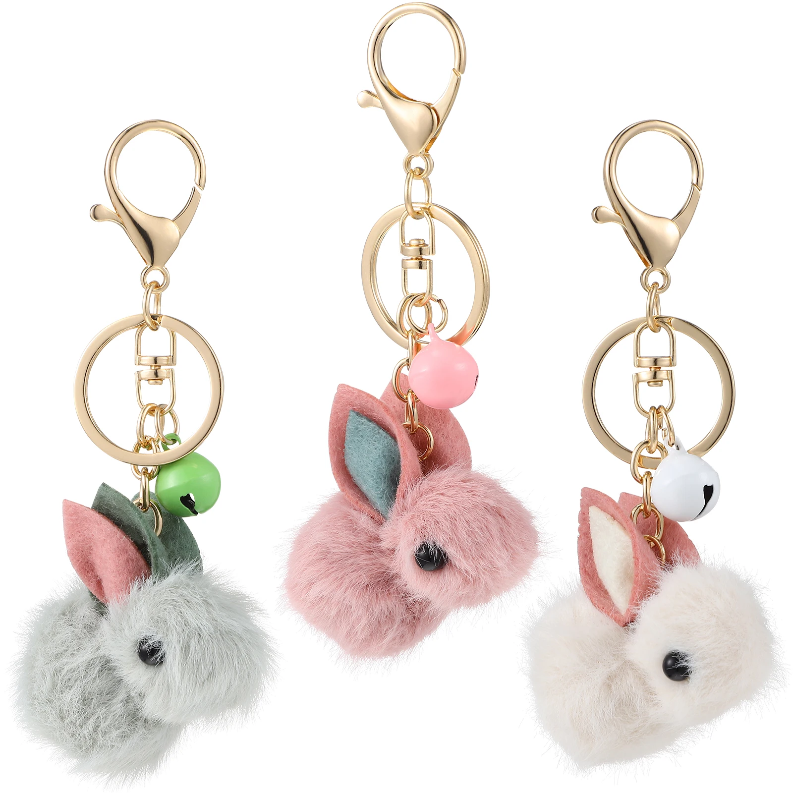 3 Pcs Holder Bunny Keychains Cute Rabbit Ornament Chains for Keys Key Pendant Keychains Rings Key Rings Creative Gifts
