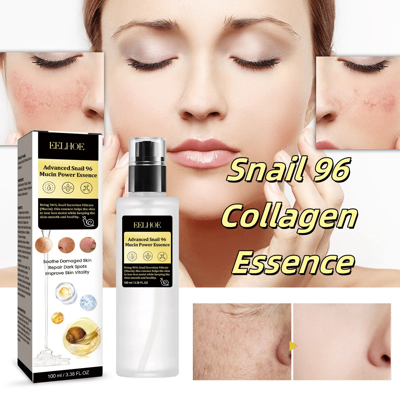 Snail 96 Collagen Anti Wrinkle Essence Reduce Black Spots And Fine Lines Improve Dry Skin Moisturize And Tighten Face Care Set