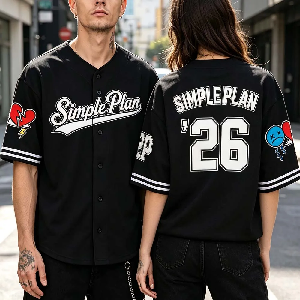Simple Plan The Bigger Than You Think Tour 2026 Merch Baseball Jersey Short Sleeve Loose Summer Male Tops Button Up Unisex Shirt — купить у AliExpress WW