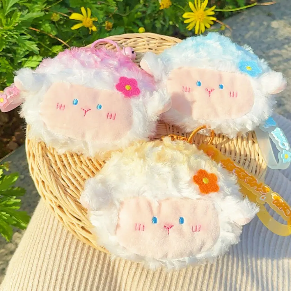 Ornamenti per ragazze portamonete in peluche di pecora in cotone PP Mini borsa per auricolari simpatico cartone animato con cerniera portafogli in peluche per bambini