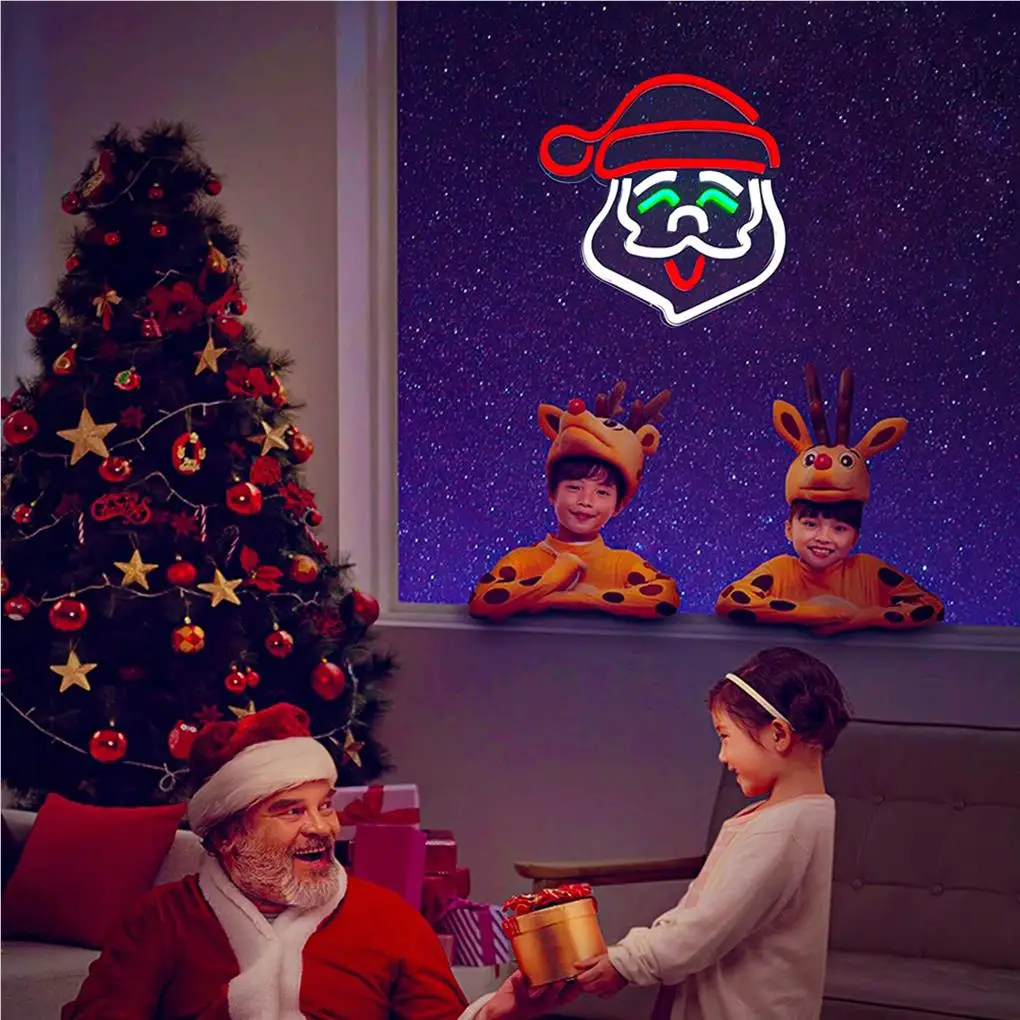 الأبيض احتفالي عيد الميلاد الديكور LED النيون الفن لمتجر المنزل ومركز LED ضوء النيون تسجيل سهلة