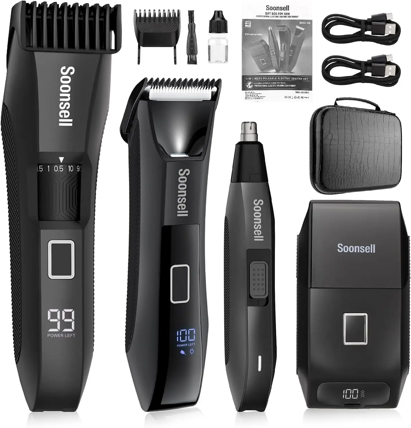 Men's Grooming Kit, 4-in-1 Set with Beard Trimmer for Men