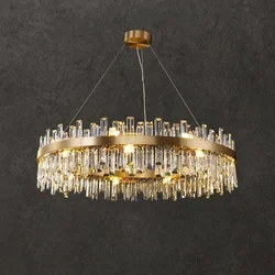 Modern Round Oval Crystal Led Lights Hanging Chandelier Kitchen Dinning Table Suspension Luminaire Lamps for Room Home-appliance