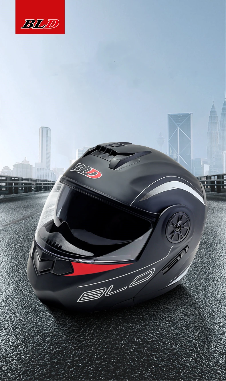 BLD Neue Ankunft Hohe Qualität Männer Frauen Motorrad Racing Flip Up Helm ABS Material Modulare Dual Objektiv Helm DOT Genehmigt – Detail 2