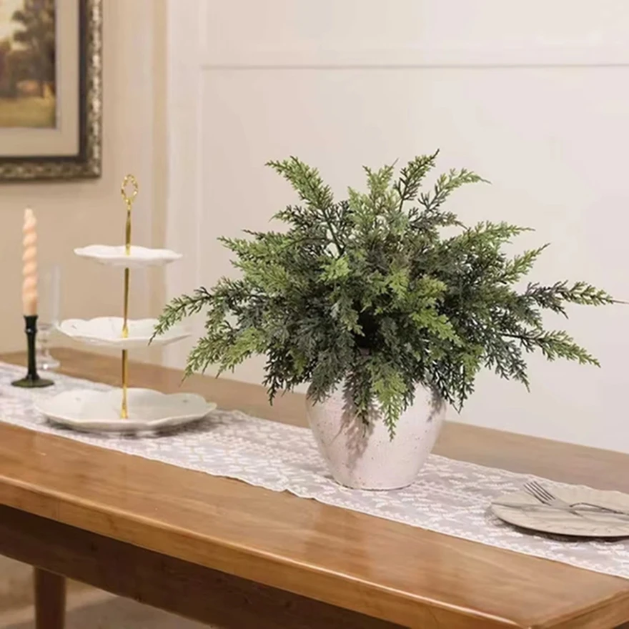 

Artificial Plant Leaves Christmas Tree Party Home Room Table Vase Filler Decor Outdoor Yard Craft Materials Wedding Fake Flowers