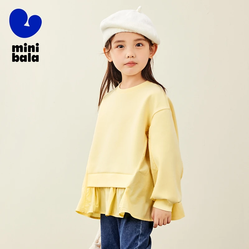 Mini Bala Sweatshirt Met Lange Mouwen Meisjes 2024 Nieuwe Herfst Comfortabele En Elastische Top