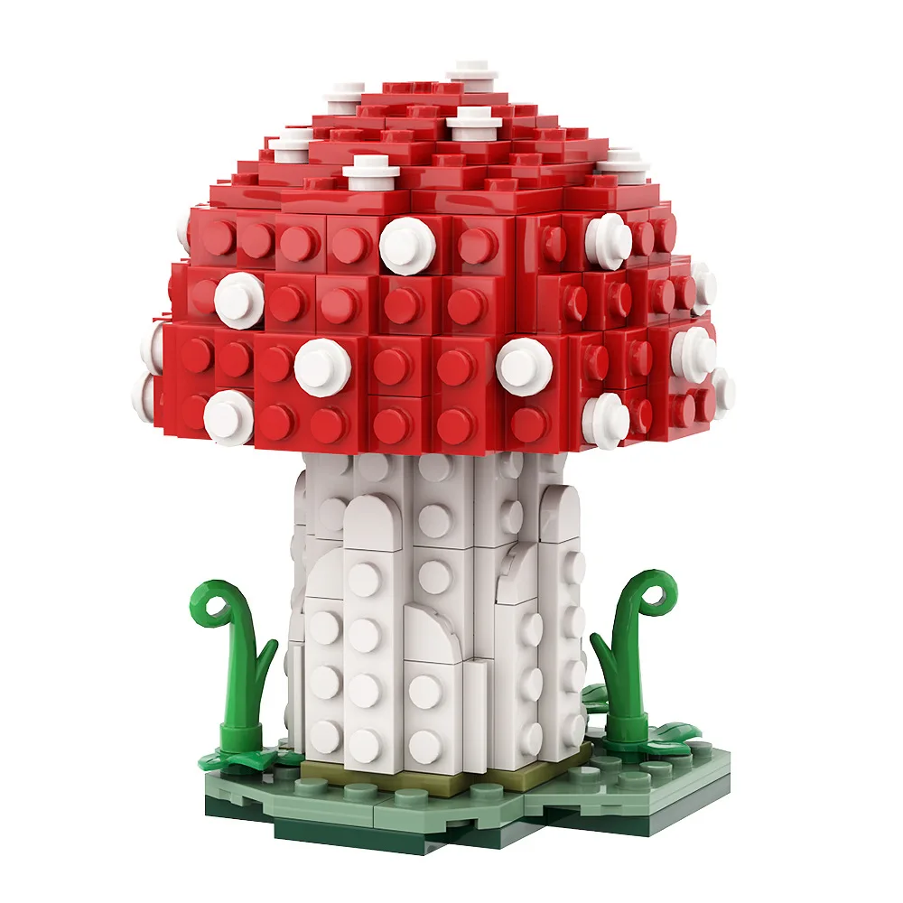 MOC-Modelo de Blocos de Cogumelo para Crianças, Kits de Montagem, Modelo Criativo, MOC Amanita Muscaria, Floresta, Fúngicos, Plantas, Puzzle, Presente