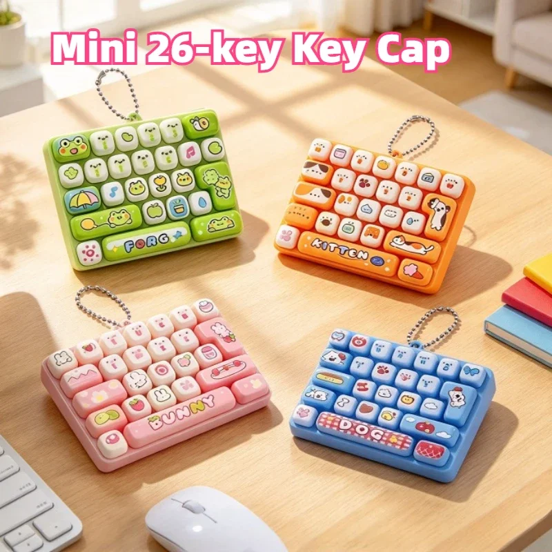 @ Mini 26-key Key Cap Clicker Keychain 8.5X6.5CM Keycap Clicker Anti-stress Keyboard Keyring Bag Charm Christmas Gift 26 키캡 키링