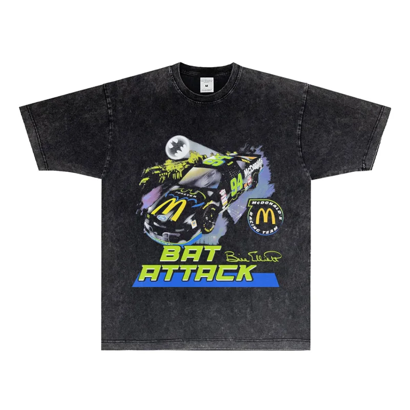 

2025 Nascar Racing Car Digital Breathable Printed Pure Cotton Short-sleeved Cartoon High Street Casual T-shirt for Men and Women