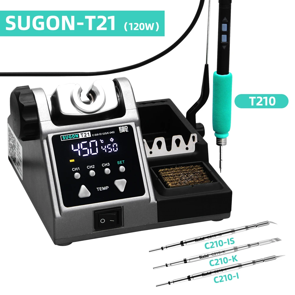 SUGON T21 Soldeerstation Compatibel Originele Soldeerbout Tip 210/245/115 Handvat Controle Temperatuur Lassen Rework Station