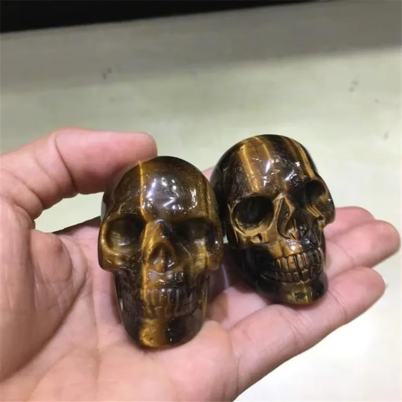 Natural tiger eye stone skull half gem ghost skull carved with precision 1pc