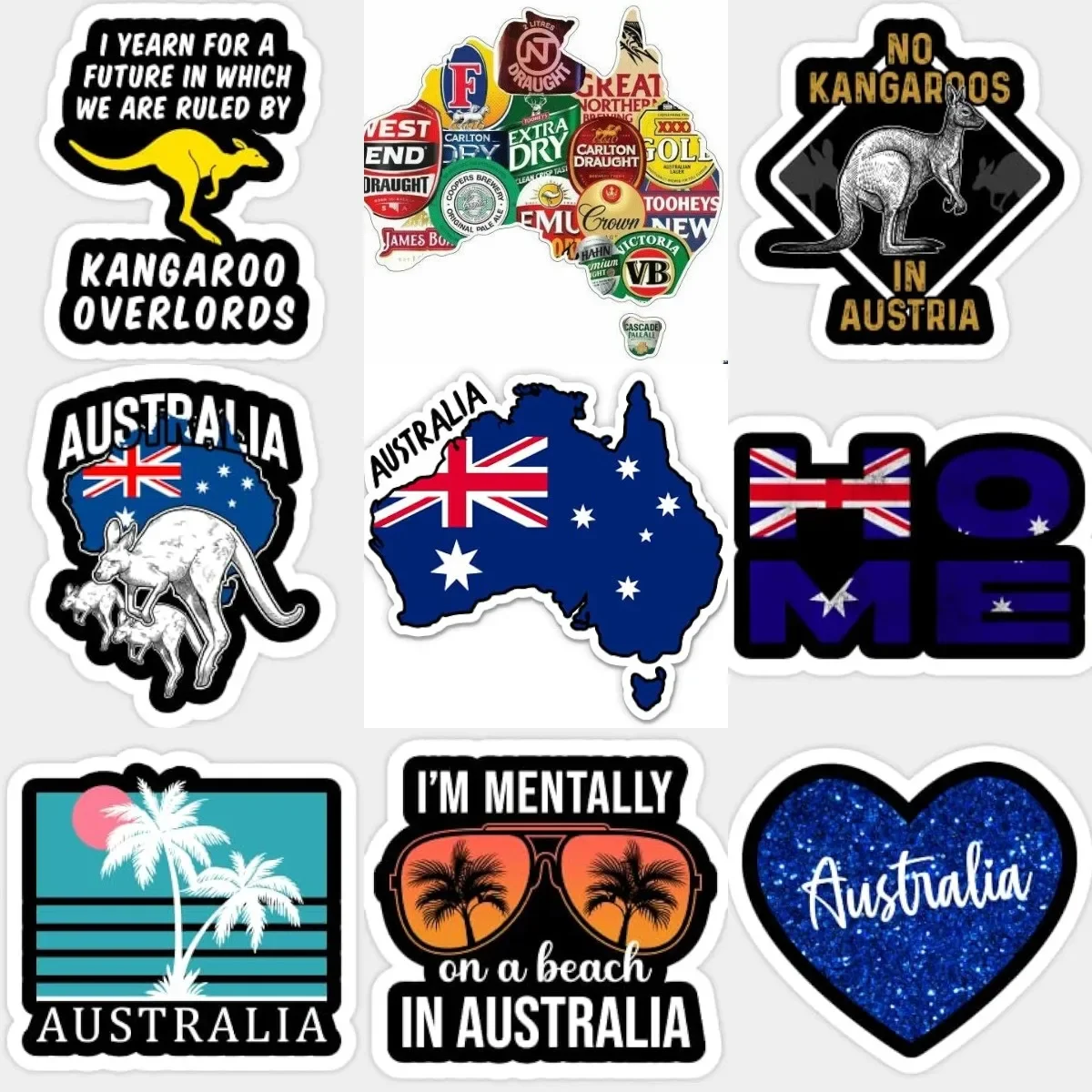 

AUS Australia Flag Map Emblem Kangaroo PVC Sticker for Decorate Fridge Wall Car Van Bicycle Window Truck Decal Accessories