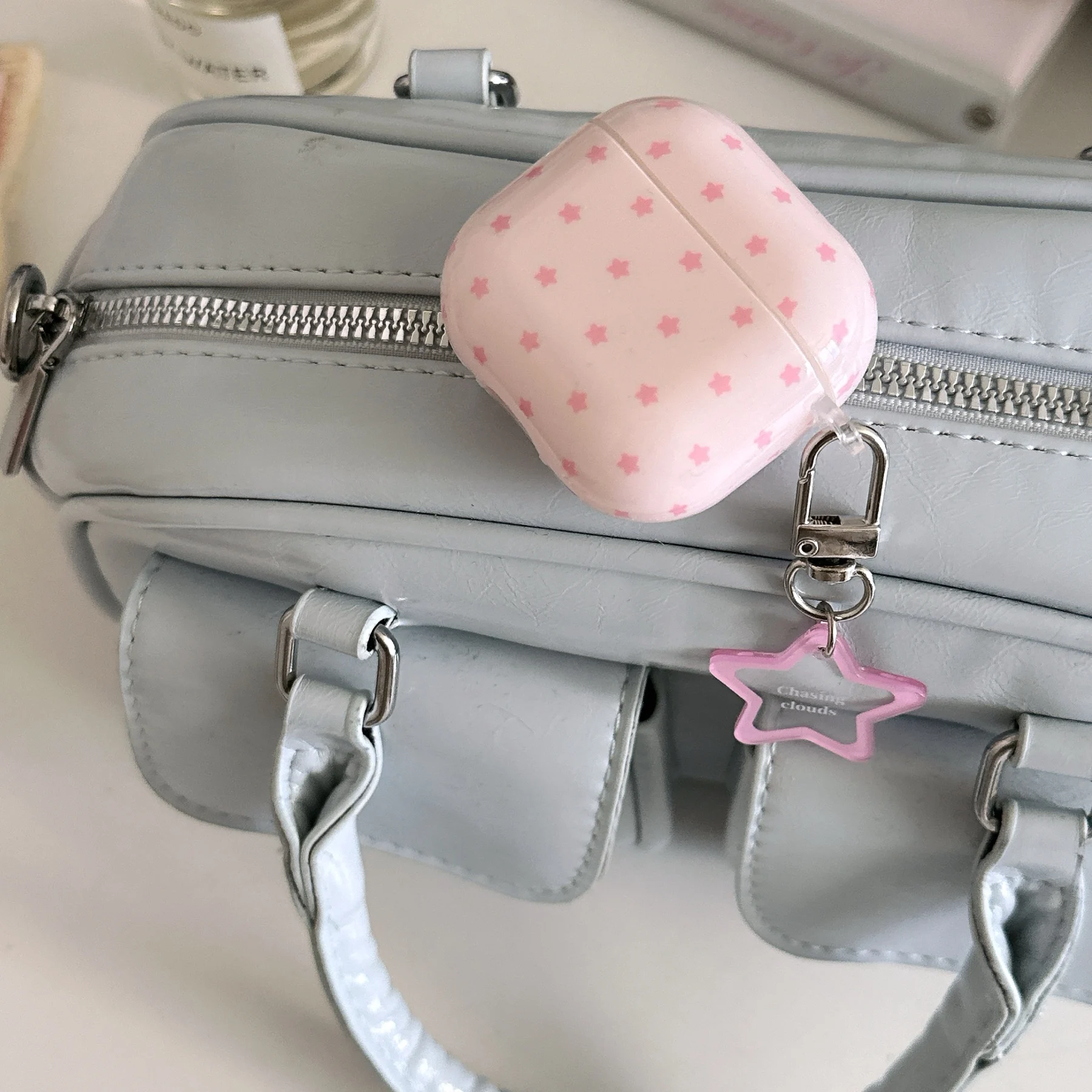 Étui pour écouteurs à motif d'étoile rose, joli écran complet, avec pendentif étoile à cinq branches, adapté aux AirPods 1 2 3 4 Pro Pro2 Pro3