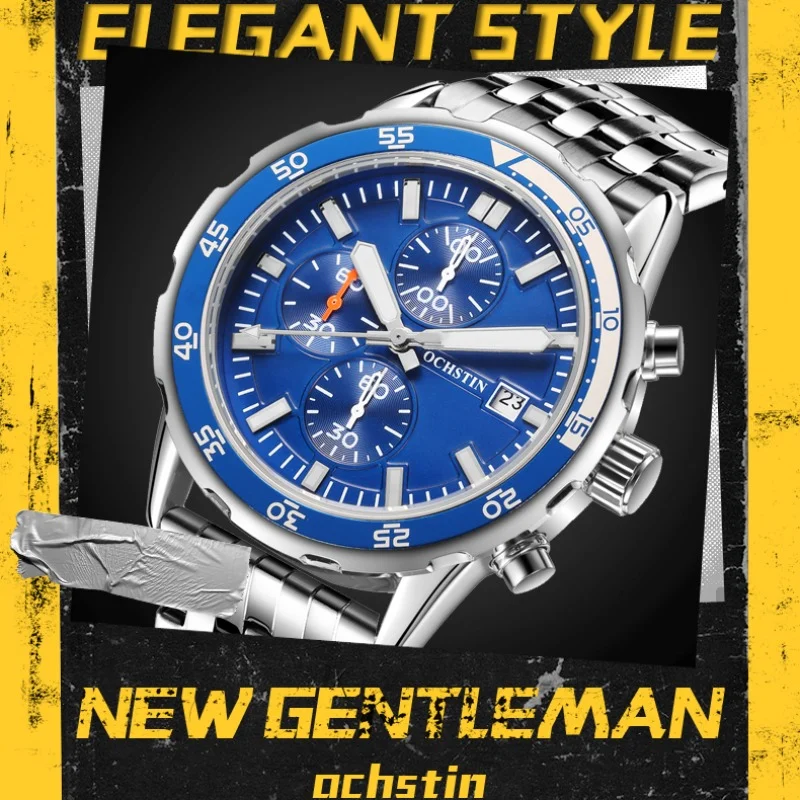 Aviator series men's classic business watch shockproof waterproof luminous calendar multifunctional steel band watchgift friends