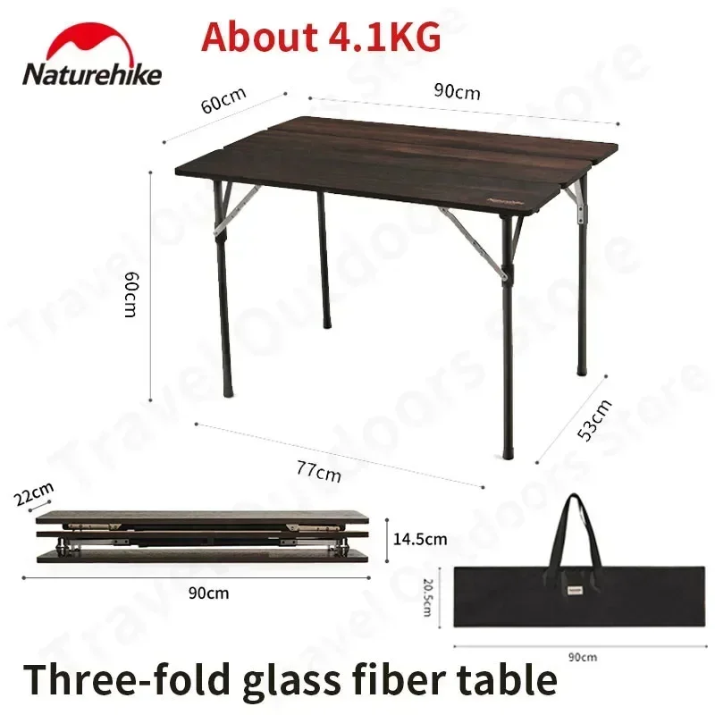 

Naturehike Portable Camping Table Triple Folding Lightweight Glass Fiber Desk Outdoor Aluminum Alloy Tables Furniture With Bag