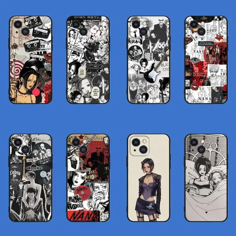 Anime Nana Osaki Cool Girl Phone Case For iPhone 11 12 Mini 13 14 15 PRO XS MAX X XR 6 7 8 Plus Black Shell