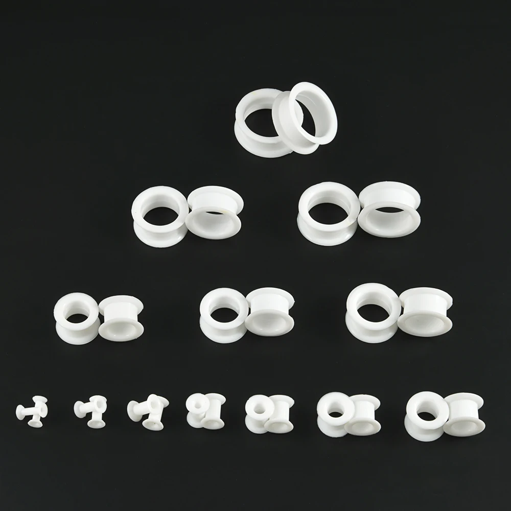 PAIR- Silicone Flexible Double Flared Ear Plugs Hollow Ear Flesh Tunnel Plug Ear Gauge Stretchers Piercing Jewelry 3mm-50mm
