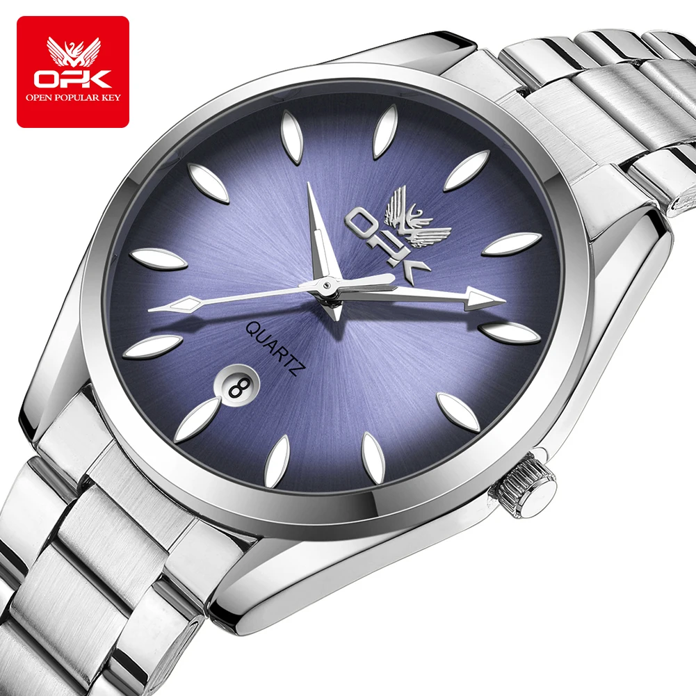 OPK 6038 Fashion Trendy Minimalist Men's Watches Date Waterproof Luminous Quartz Watch for Man Trend Original Genuine Wristwatch