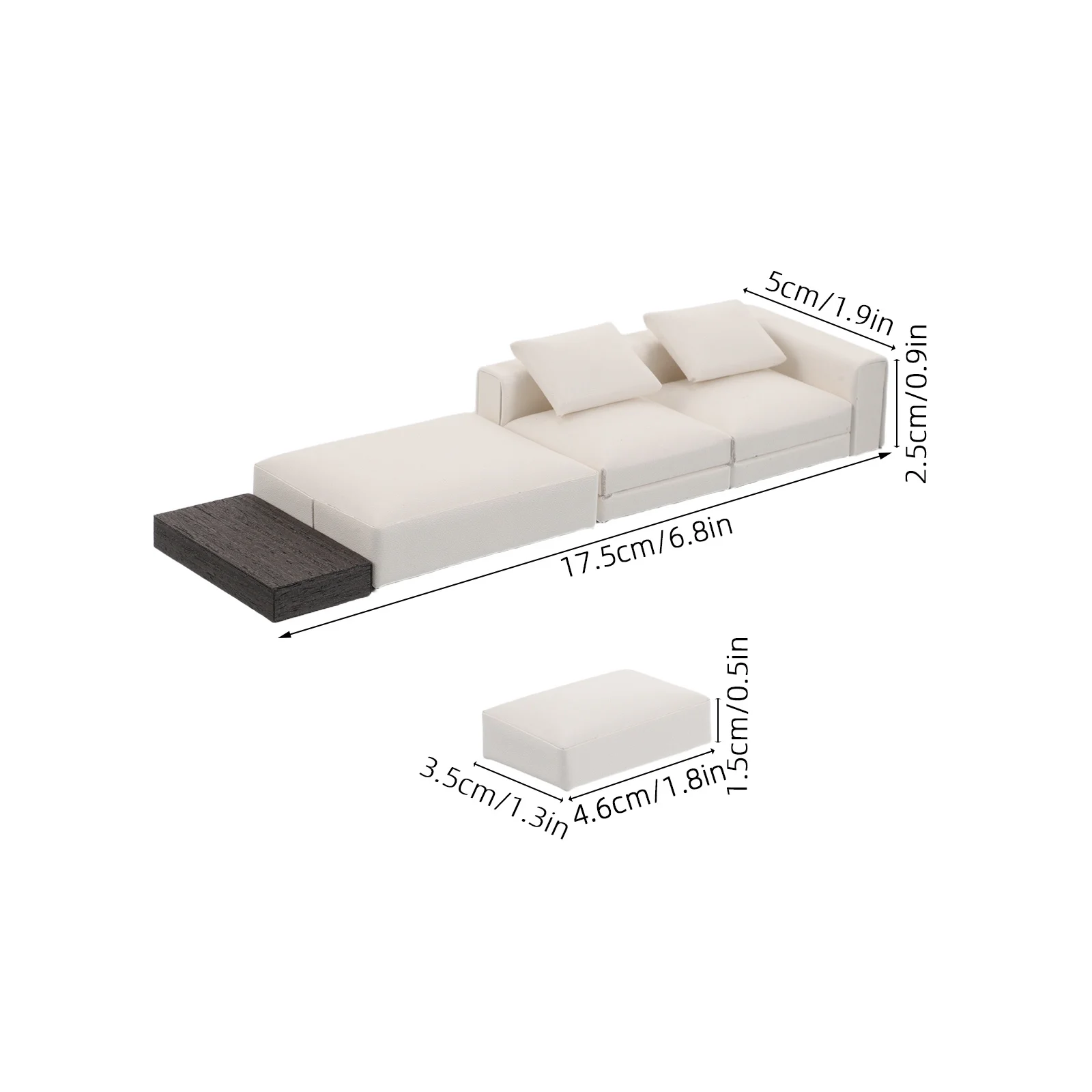 Miniaturowy zestaw mebli do salonu w skali 1:20: sofa, kanapa, poduszki, akcesoria do zabawy w udawanie, sztuczne meble do domku dla lalek.