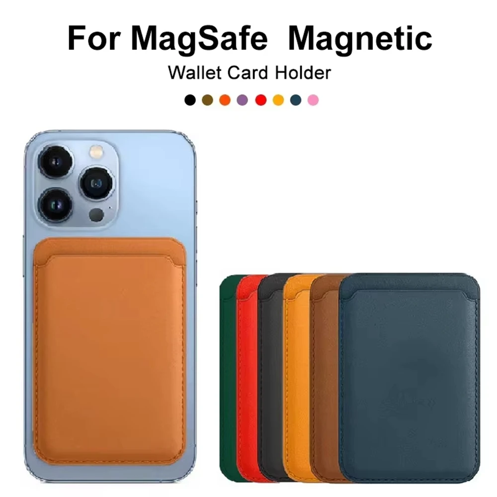 Suporte Magnético para Cartões em Couro PU, Capa para Cartão de Identidade, Adesivo Traseiro para Celular, Bolsa para Magsafe iPhone 17, Capa Suporte para Cartões