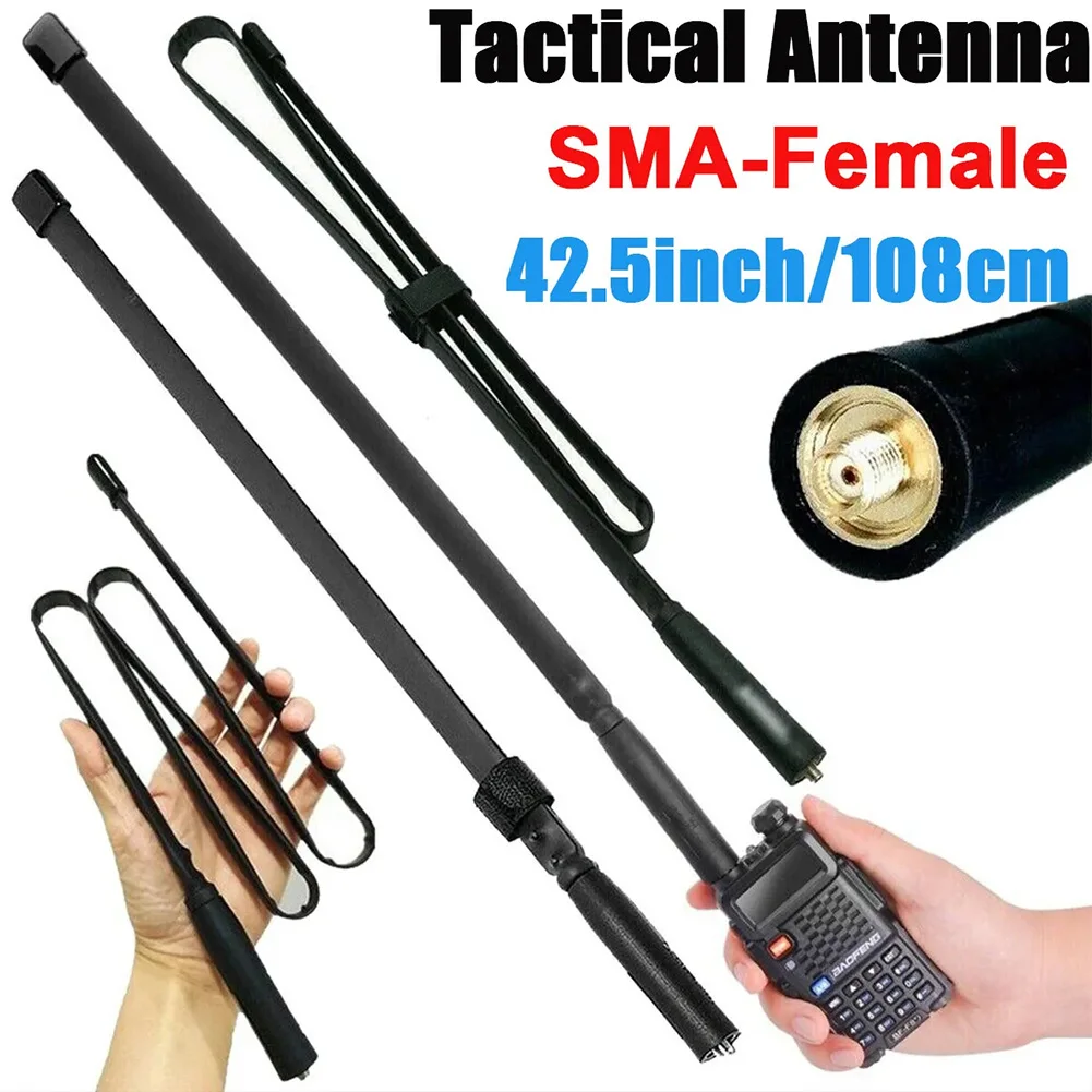 

Foldable Tactical Antenna With SMA-Female Connector, VHF/UHF 144/430MHz 2.15dBi For Baofeng UV-5R/UV-82 Walkie-talkies