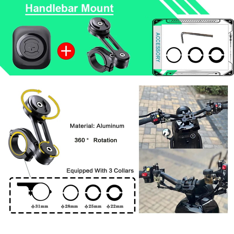 Motorcycle Magnetic Phone Holder for Handlebars, Valve stem center, Rearview Mirror, Clutch Mounting Seat, Equipped With Sticker