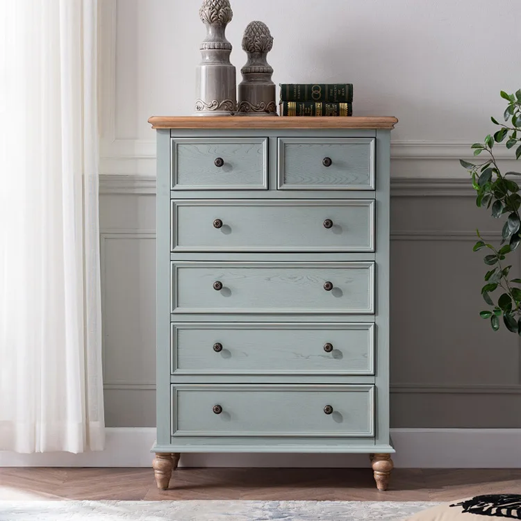 

Full solid wood bucket living room bedroom retro storage high side four five six bucket storage cabinet