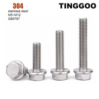 1/10Pcs 304 Stainless Steel Hexagon Head Cap Screw with Serrated Flange External Hex Washer Head Bolt GB5787 M5 M6 M8 M10 M12