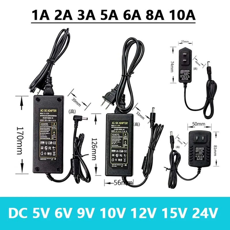 Power Supply AC 220V Adapter DC 5V 6V 8V 9V 10V 12V 13V 15V 24V Universal Charger 1A 2A 3A 5A 6A 8A 10A EU US For LED Driver
