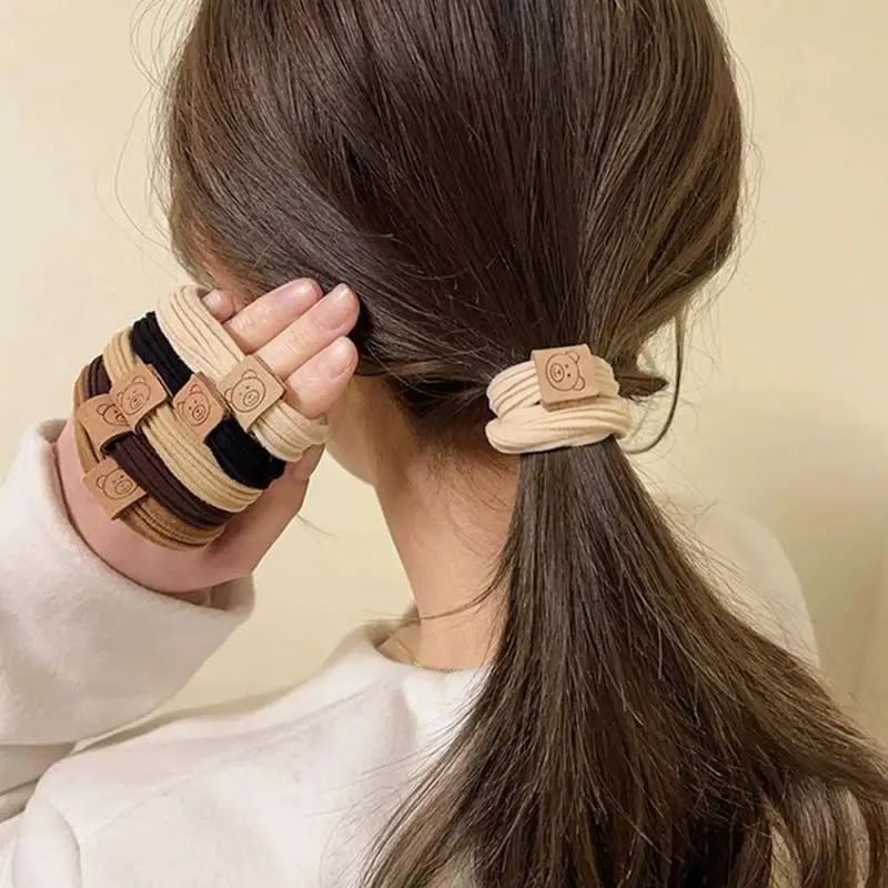 Elastic Rubber Band Hair Rope para menina Linha fina simples, Cartoon Bear Styling Design, High Headline Fashion