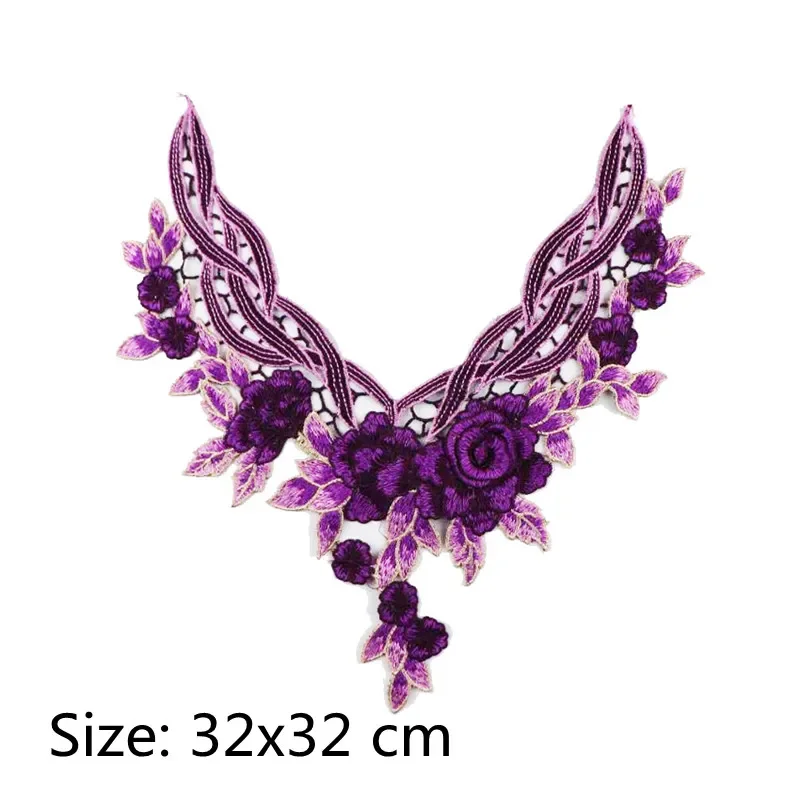 Embroidered Fabric Flower Lace Sewing Applique, Neckline Collar, Applique Accessories, 1Pc