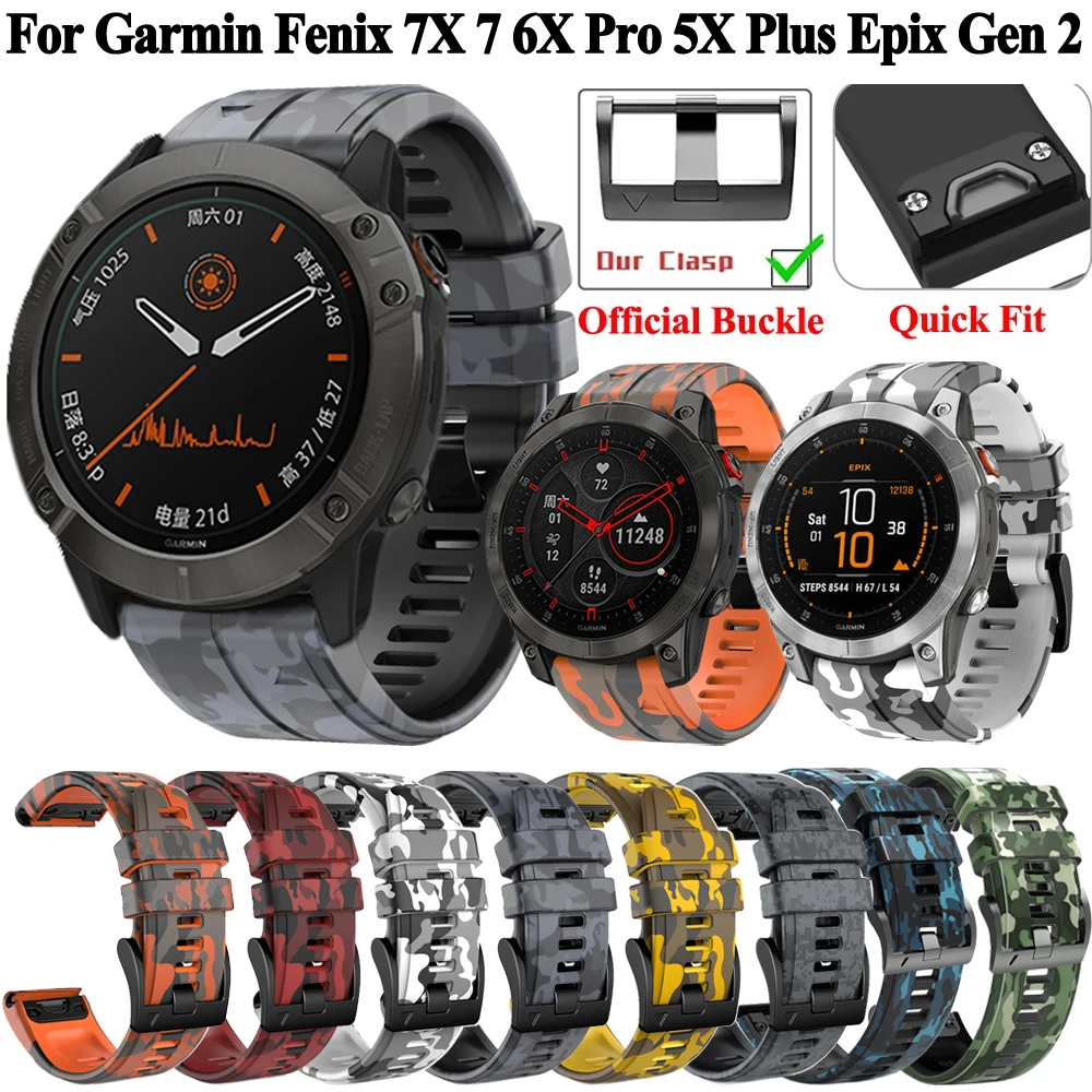 

26 Ремешок для часов 22 мм для Garmin Fenix 6 6X Pro 5 5X Plus Epix 2 3HR Fenix7 7X Силиконовый быстросъемный ремешок для часов Easyfit