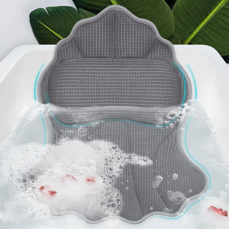 

Non-slip bathtub headrest with suction cups. A comfortable massage pillow for a secure and relaxing SPA experience