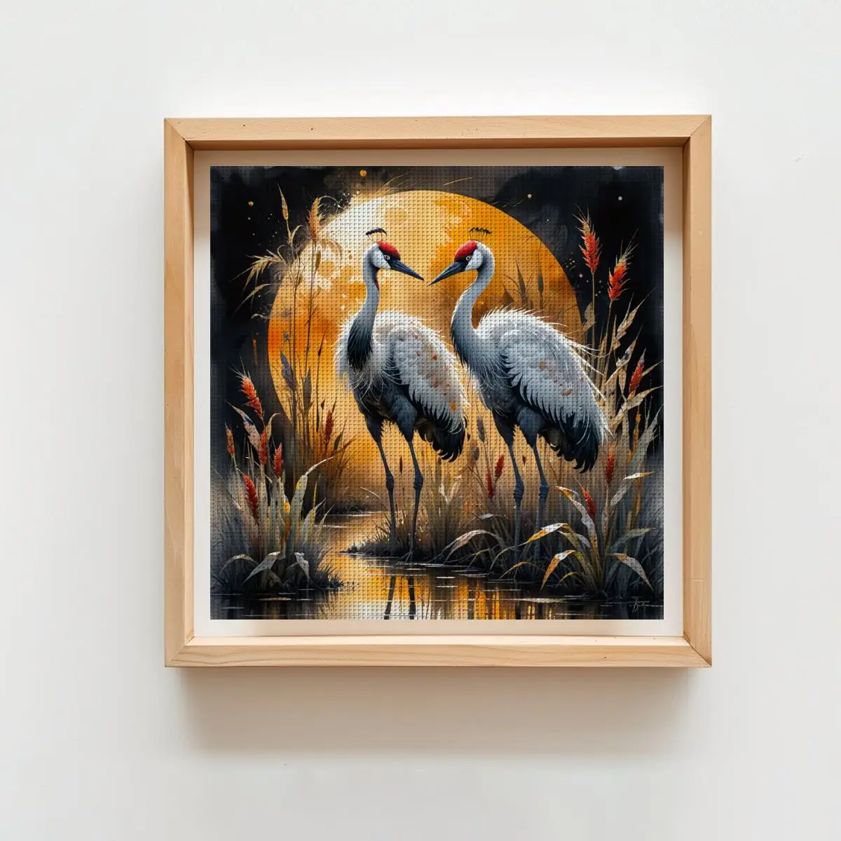 1pc 40X40CM/15.74inch Red-crowned crane Stamped Cross Stitch Kit DIY Kit 11/14CT DIY Embroidered Set DIY Cross-Stitch Set
