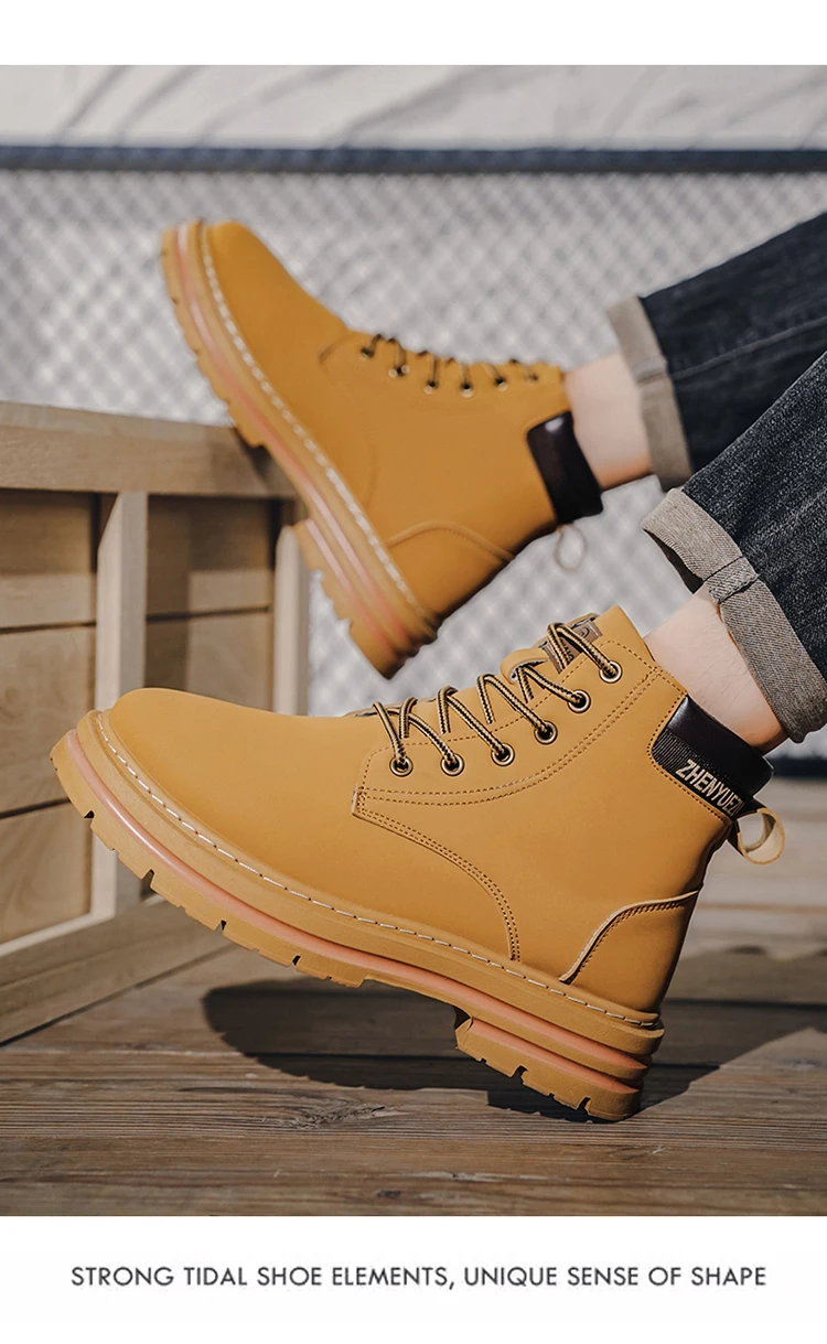 Modische Herren-High-Top-Stiefel, weiches Komfortfutter, verschleißfeste Sohle, ideal für Outdoor-Sport und Wandern. – Detail 10