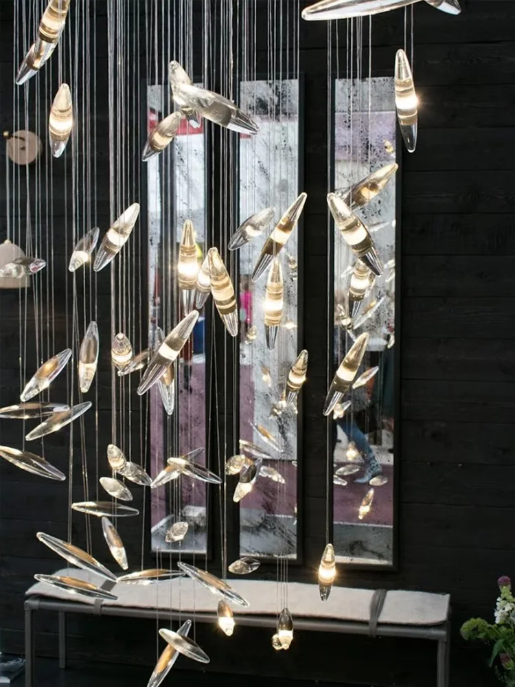 

2026 Новая французская люстра из прозрачного художественного стекла, подвесной светильник с регулируемой яркостью для гостиной, элегантный светильник для потолок