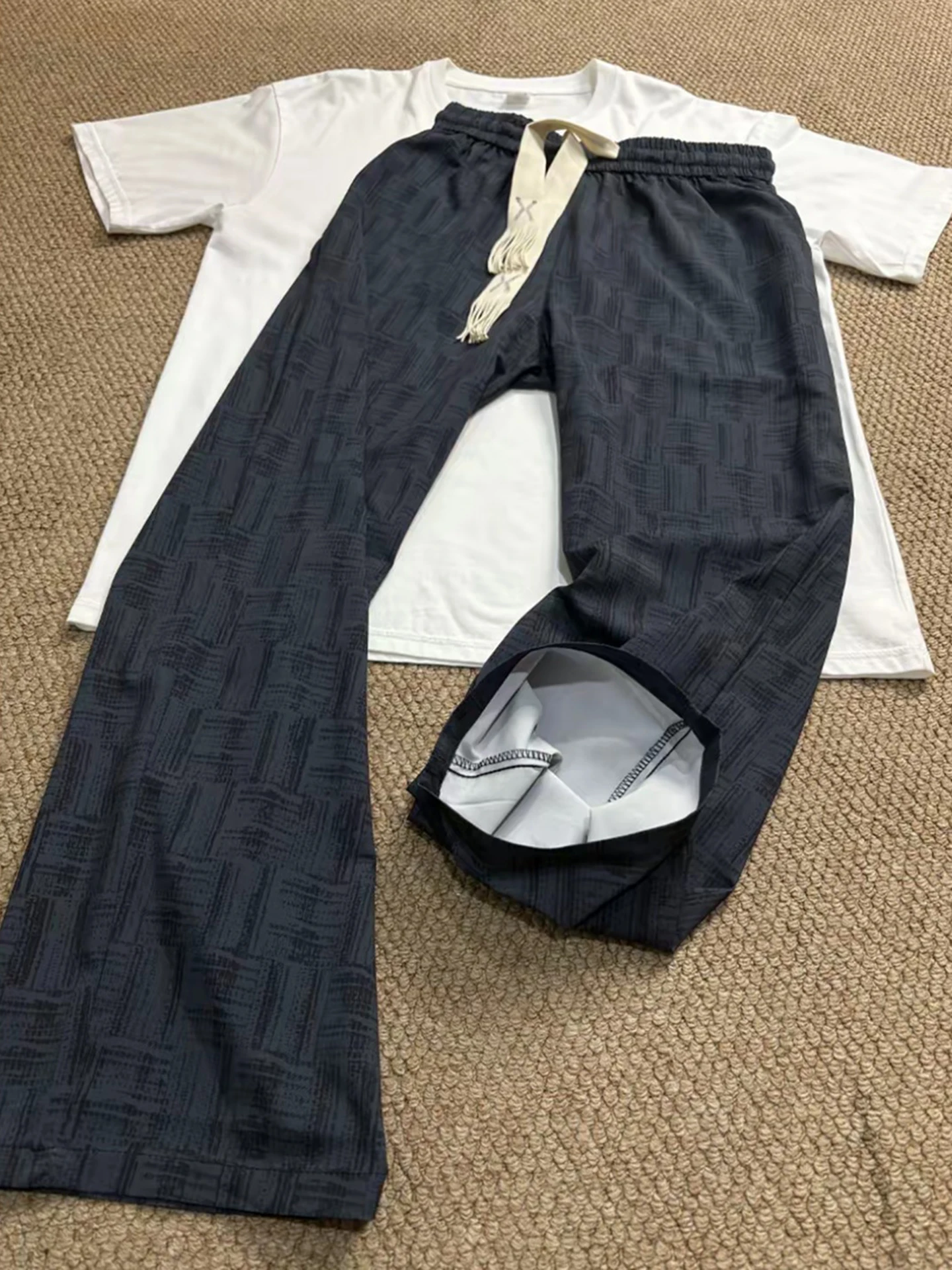 

Мужские летние повседневные брюки свободного кроя из ткани Ice Silk с эффектом драпировки, широкие, свободные, из окрашенной ткани Ice Fabric