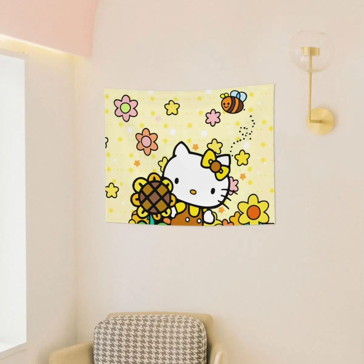 Cartoon Cute Hello Kitty Tapestry Wall Hanging Print Polyester Tapestries HelloKitty Fantasy Decoration Room Decor Tapiz