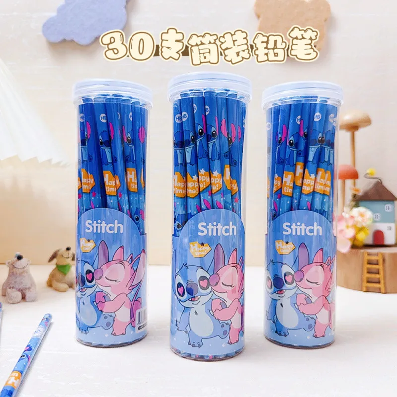 30PCS/SET Disney Stitch pencil, merchandise stationery，Pencils  for Writing ， Drawing Neutral Wood Pencils，reward, bucket-packed