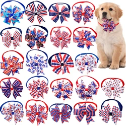 50ps Dog Bow Tie For 4th of July  Small Dog Cat Puppy Bowties Neckties For Dogs American Independence Day Small Dog Accessories
