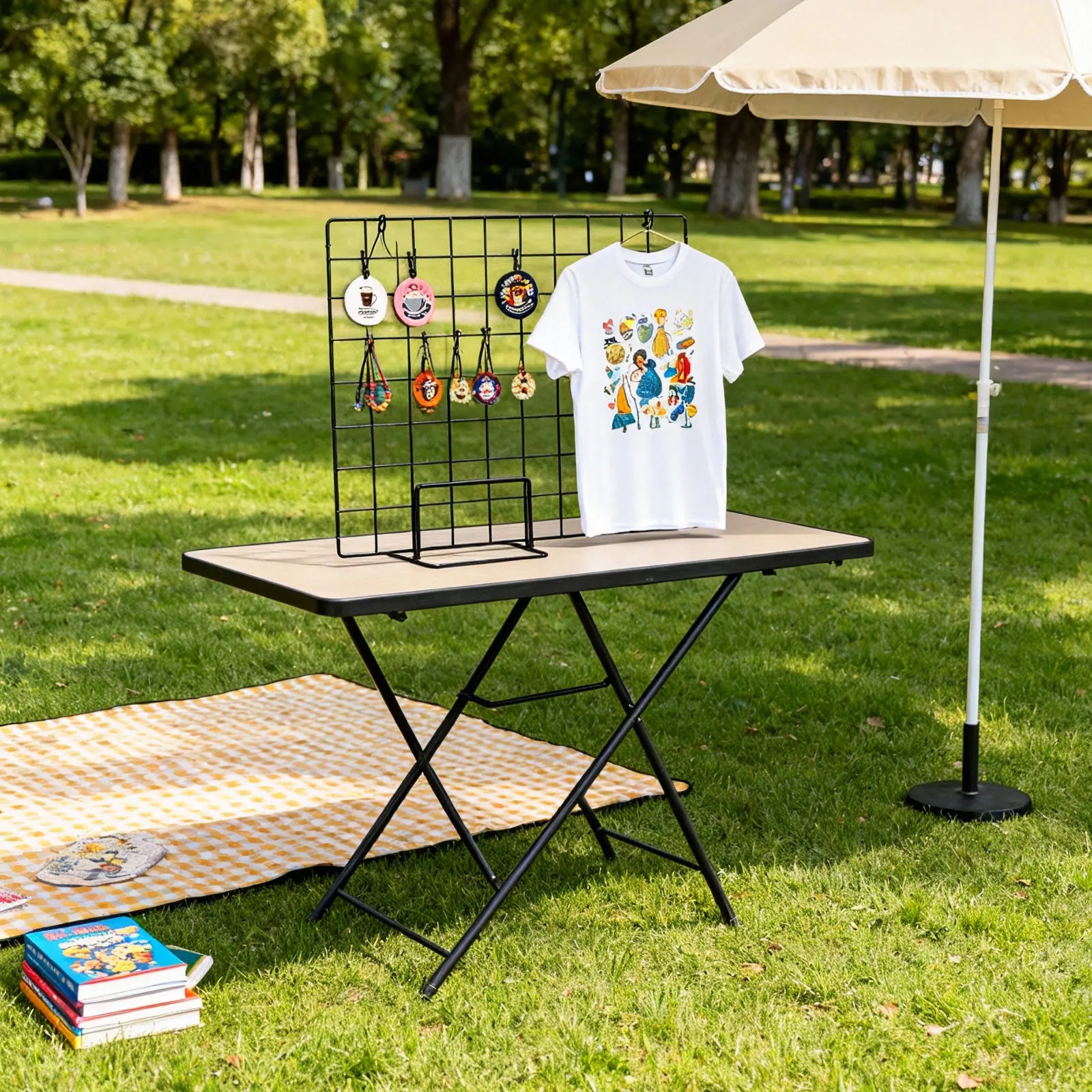 Grid Metal Display Holder Stand Rack Shelf Countertop Table for Art Booth Photo Accessories Organizer Display Holder Stand