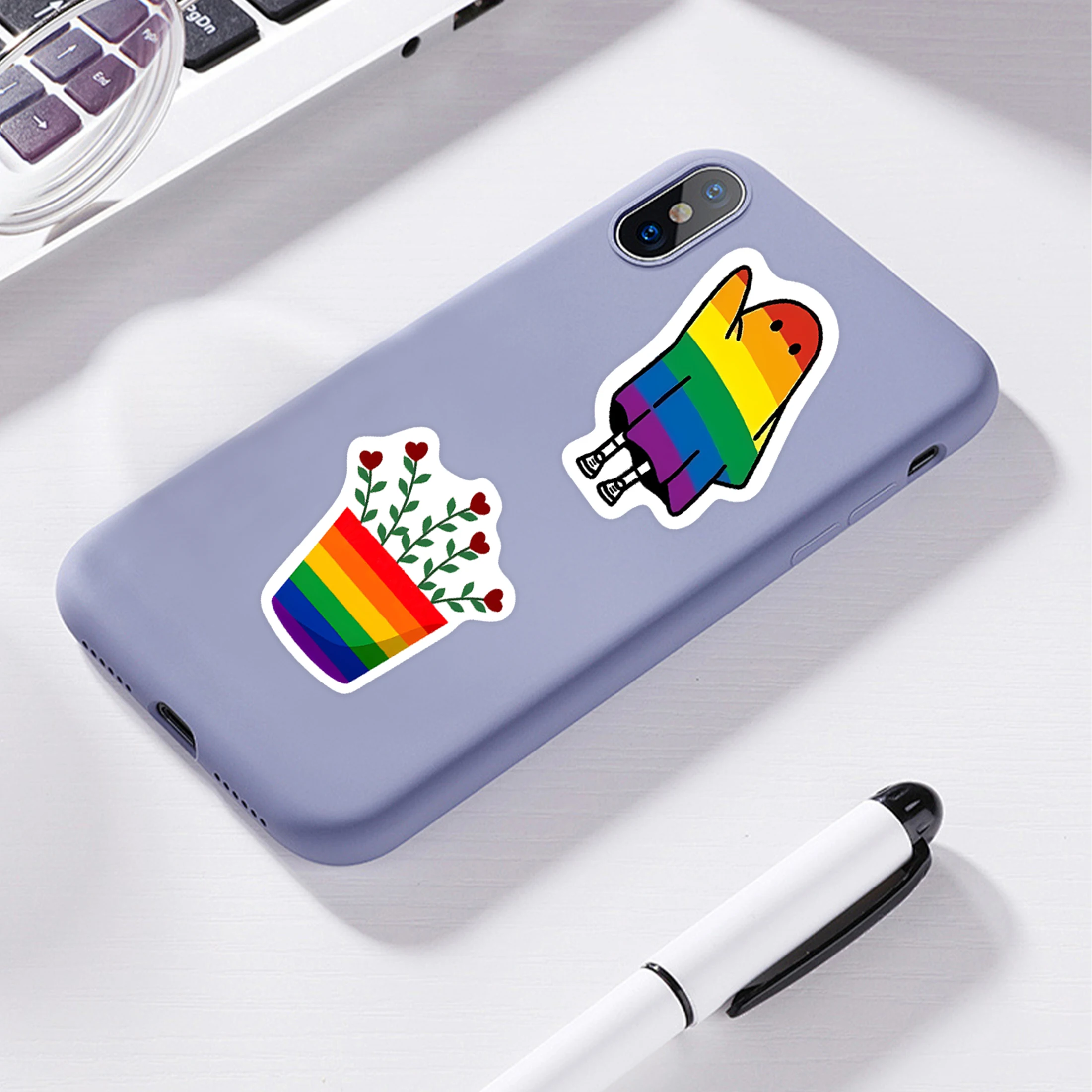 สติกเกอร์รุ้งน่ารักลายการ์ตูนเรืองแสงในที่มืด50แผ่น, ขวดน้ำกันน้ำ, สติกเกอร์สมุดบันทึก,