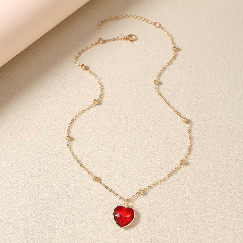 Aihua Koreanische Mode Bunte Kristall-Herz-Halskette Goldfarbene Kette Halskette für Frauen Hochzeit Ästhetischer Schmuck Geschenke – Detail 4
